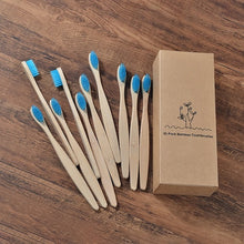 将图片加载到图库查看器，New design mixed color bamboo toothbrush Eco Friendly wooden Tooth Brush Soft bristle Tip Charcoal adults oral care toothbrush
