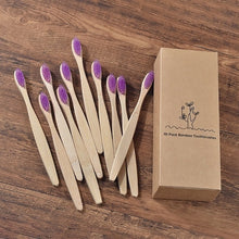 将图片加载到图库查看器，New design mixed color bamboo toothbrush Eco Friendly wooden Tooth Brush Soft bristle Tip Charcoal adults oral care toothbrush
